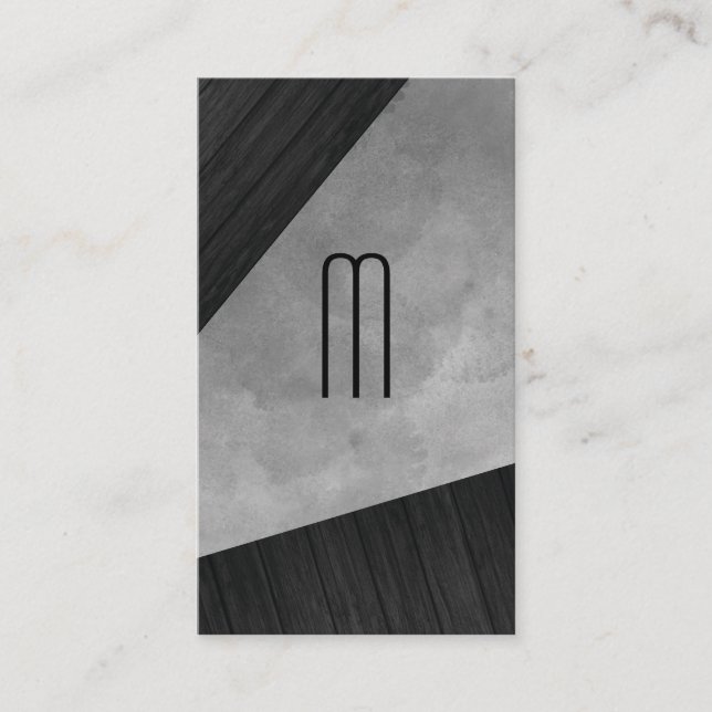 Carte De Visite Chic Sepia Aquarelle Bois Monogramme (Devant)