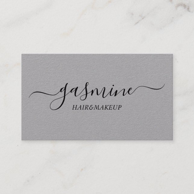 Carte De Visite Chic Signature Premium gris et la typographie noir (Devant)
