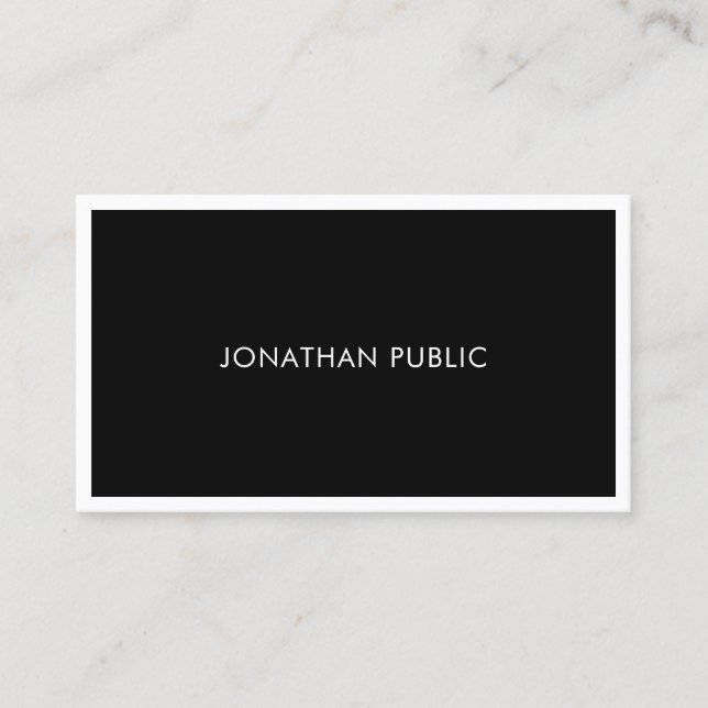 Carte De Visite Chic simple élégant moderne blanc noir minimaliste (Devant)