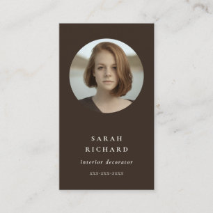Carte De Visite Chic Simple Minimal foncé Brown photo professionne
