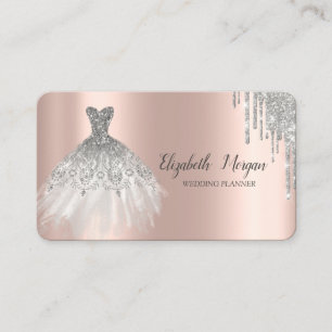 Carte De Visite Chic soie Parties scintillant Drivers Rose Gold
