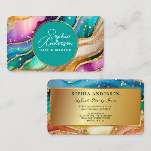 Carte De Visite Chic Sparkly Parties scintillant Golden Rainbow Ag