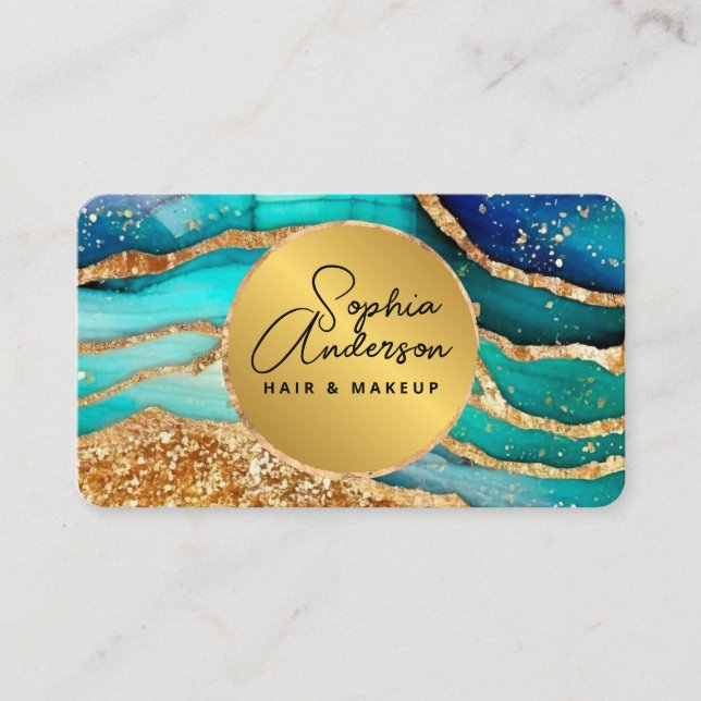 Carte De Visite Chic Sparkly Parties scintillant Golden Rainbow Ag (Devant)