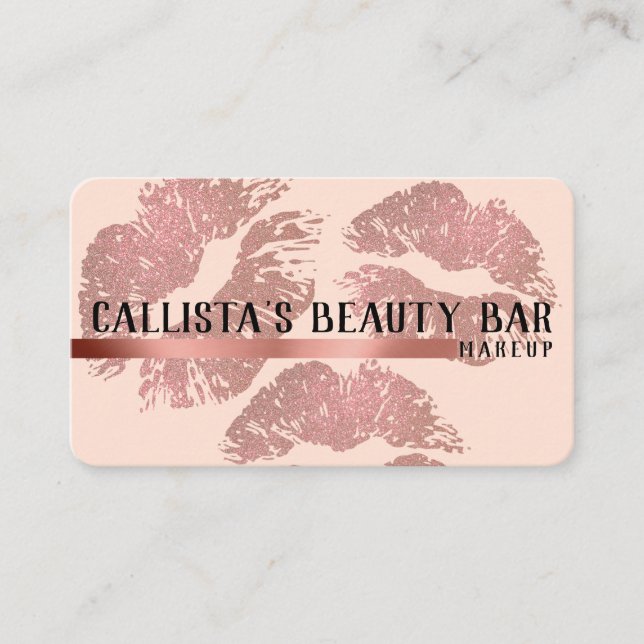 Carte De Visite Chic Sparkly Rose Gold Parties scintillant Lips ma (Devant)