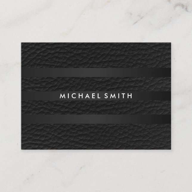 Carte De Visite Chic Stripes Faux Cuir (Devant)