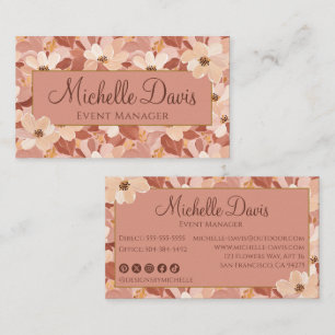 Carte De Visite Chic Studio d'Art Floral Brun Terreux