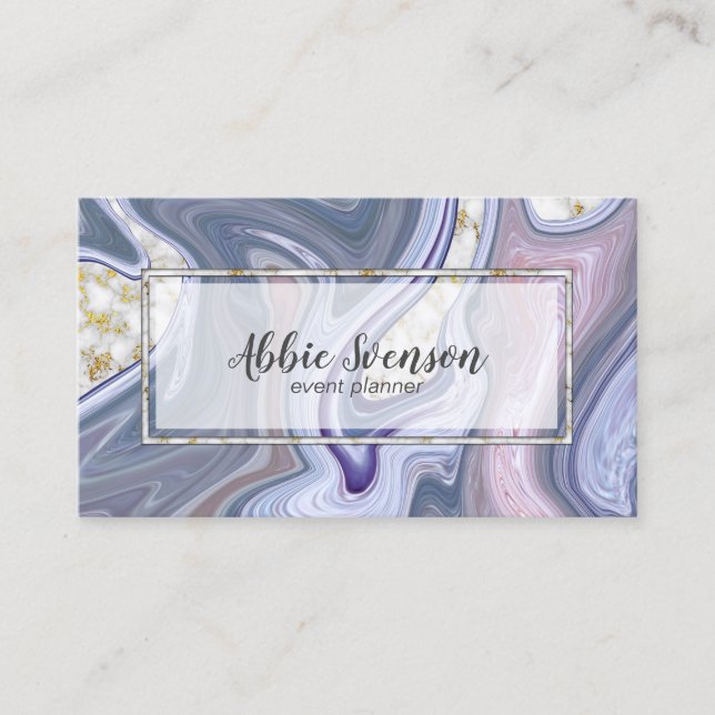 Carte De Visite Chic Tendance Agate Violette et Marbre Doré (Devant)