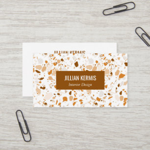 Carte De Visite Chic terrazzo élégant Brown Terracotta CUSTOM