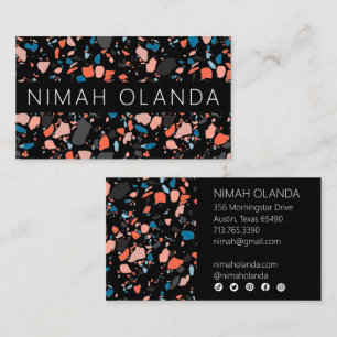 Carte De Visite Chic Terrazzo Élégant fait main audacieux Icônes s