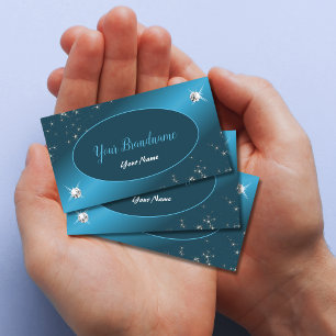 Carte De Visite Chic Turquoise Gradient Parties scintillant Etoile