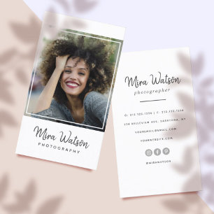Carte De Visite Chic Typographie De Script Moderne Simple Photogra