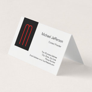 Carte De Visite Chic Unique Monogramme Noir Blanc Plaine Simple