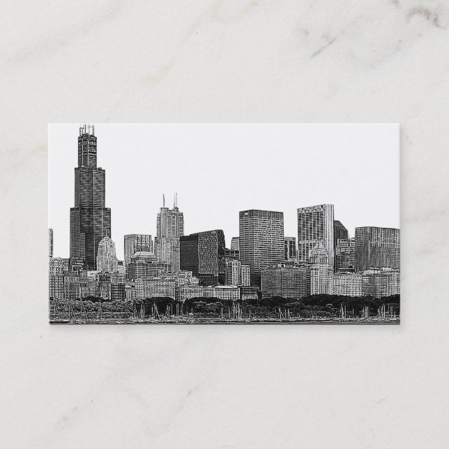 Carte De Visite Chicago Skyline Gravé (Devant)
