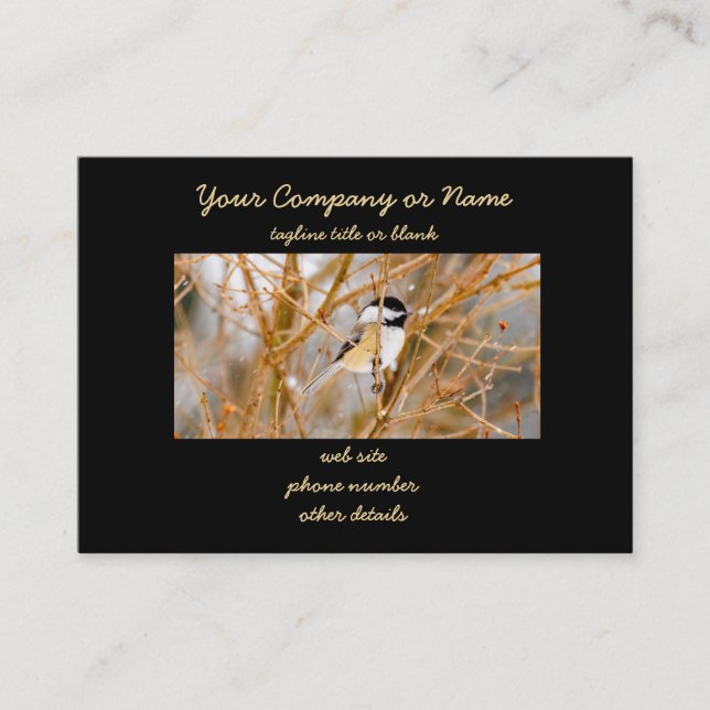 Carte De Visite Chickadee au plafond noir - Photo originale (Devant)