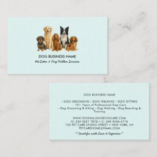 Carte De Visite Chien assis avec animal Marcher Aquarelle Turquois