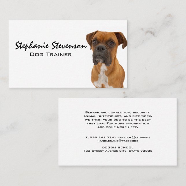 Carte De Visite Chien assis | Boxer Brun Chien (Devant / Derrière)