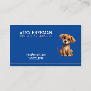 Carte De Visite Chien assis Brown et bleu unique