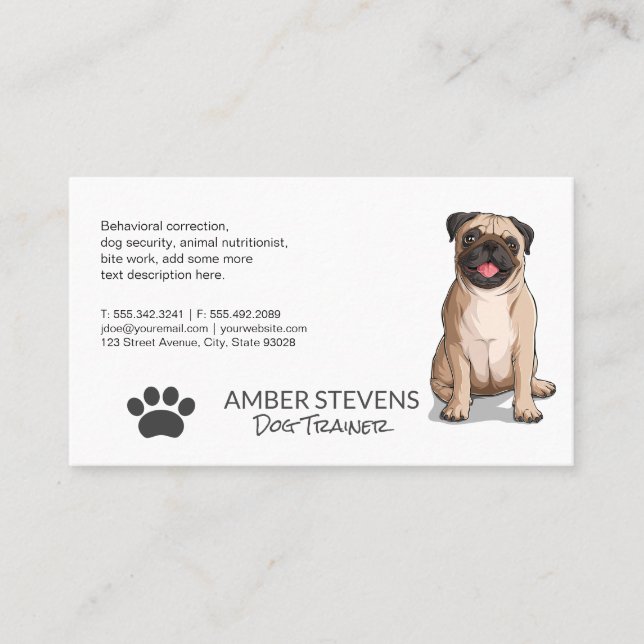 Carte De Visite Chien assis | Chien Paw (Devant)