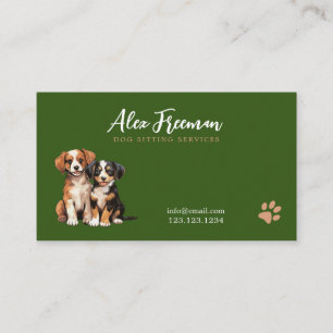 Carte De Visite Chien assis de Chien de Chien, Brown et vert