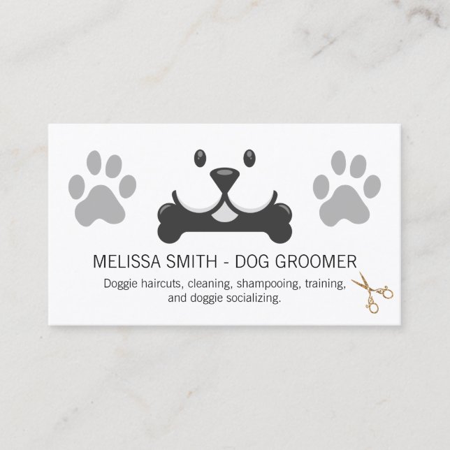Carte De Visite Chien avec os | Services de soins aux animaux (Devant)