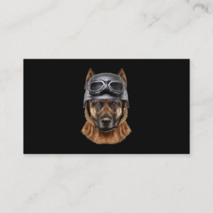 Carte De Visite Chien berger Allemand, Biker En Casque De Moto