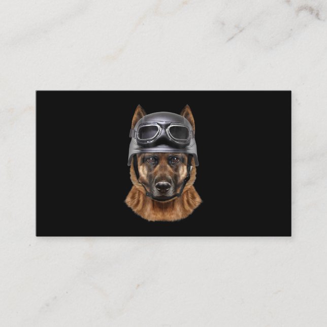 Carte De Visite Chien berger Allemand, Biker En Casque De Moto (Devant)