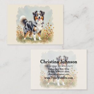Carte De Visite Chien Berger Australien Merle Queue Longue