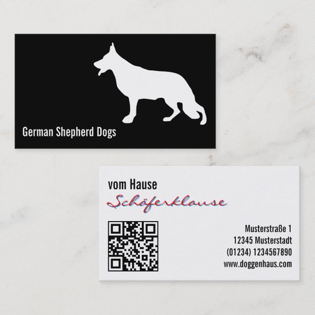Carte De Visite Chien berger moderne (Devant / Derrière)