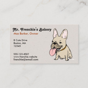 Carte De Visite Chien Bouledogue Français Drôle avec une Langue Én