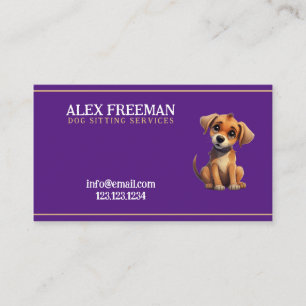 Carte De Visite Chien Brown unique et pourpre assis