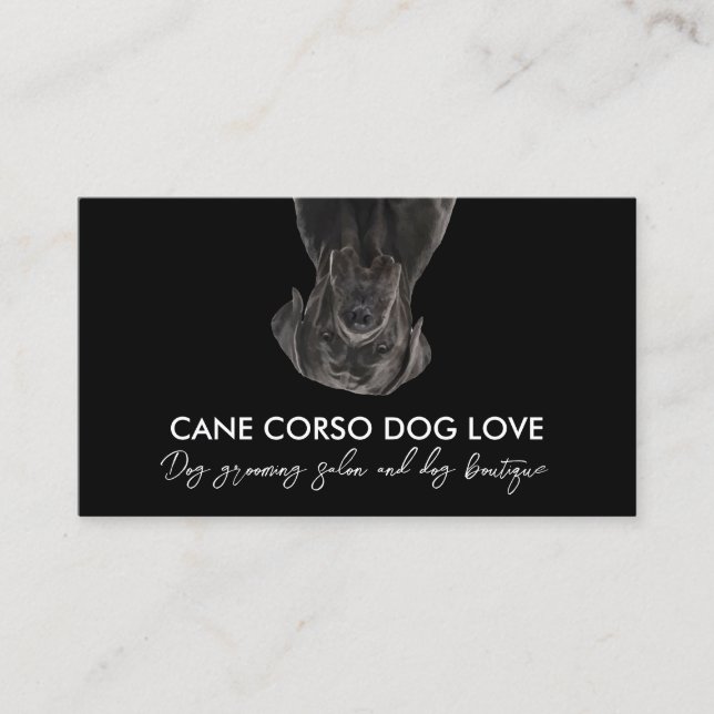 Carte De Visite Chien Cane Corso Noir Blanc (Devant)