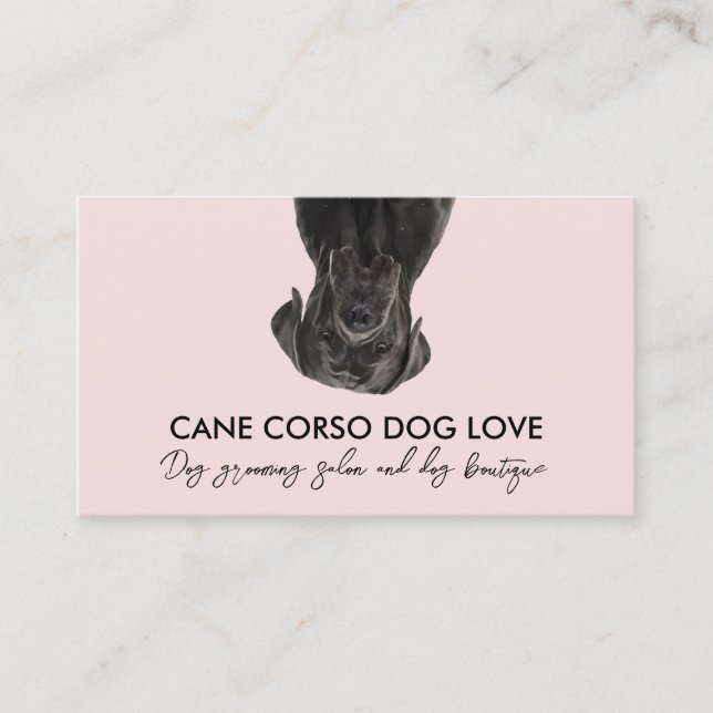 Carte De Visite chien Cane Corso noir rose (Devant)