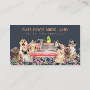 Carte De Visite Chien Chat Bird Hotel Cana Animaux assis