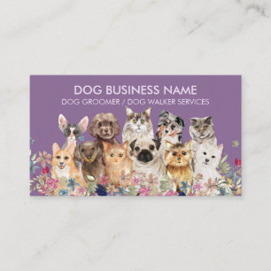 Carte De Visite Chien Chat de compagnie violet