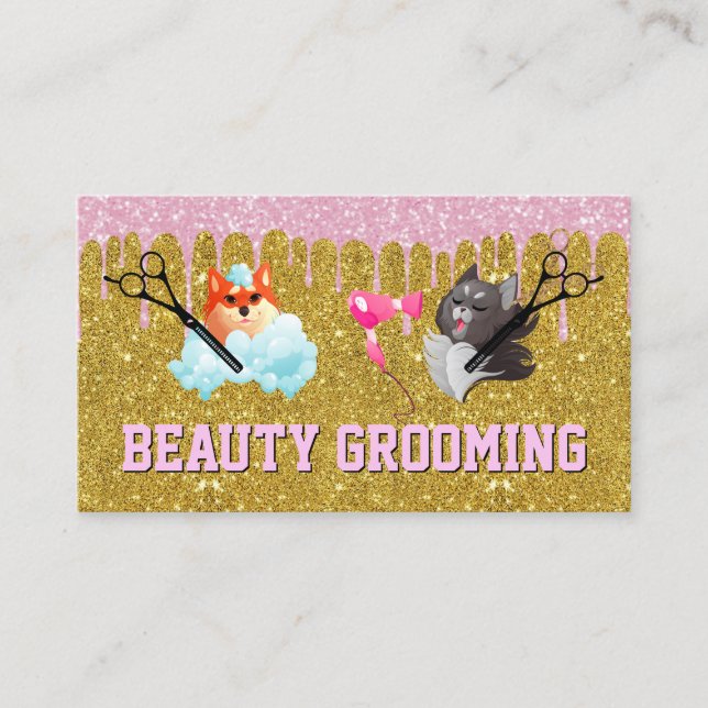 Carte De Visite Chien Chat Grooming and Bain (Devant)