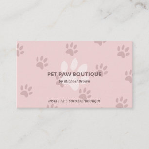 Carte De Visite Chien chic minimaliste paws chien chat vet rose