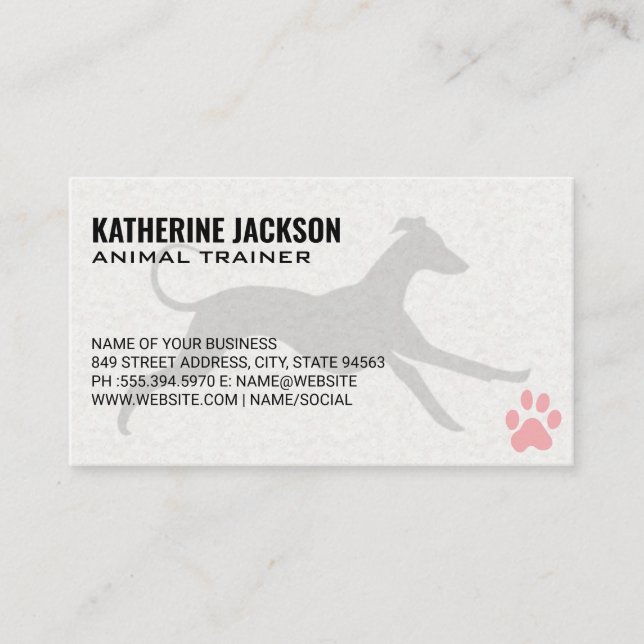 Carte De Visite Chien courant | Chien Paw (Devant)