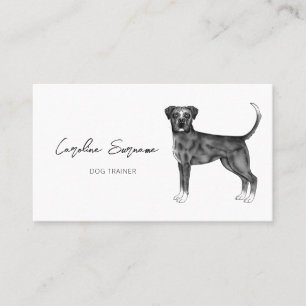 Carte De Visite Chien De Boxe Allemand En Noir Et Blanc & Texte Pe