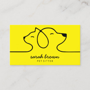 Carte De Visite Chien de chat jaune logo en ligne petsitter