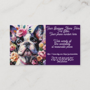 Carte De Visite Chien de Chien à Chien à Chien Rose Floral Flower