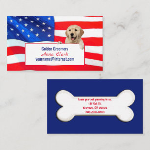 Carte De Visite Chien de Golden Retriever sur le drapeau