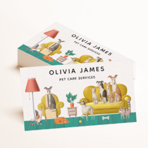 Carte De Visite Chien de la maison marchant et chien animal assis