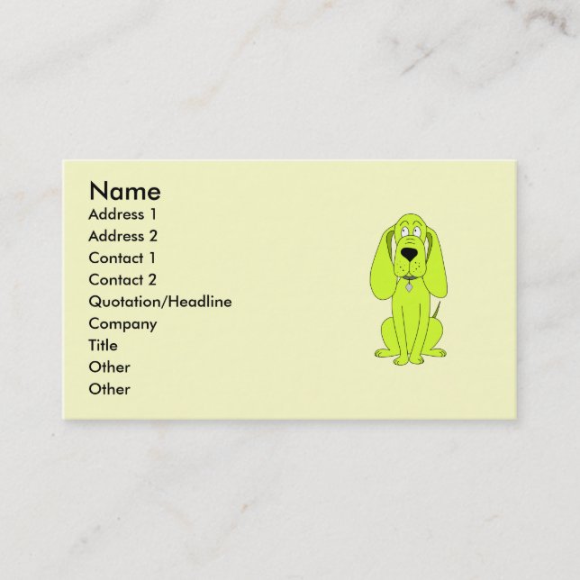 Carte De Visite Chien de vert de chaux. Bande dessinée mignonne de (Devant)