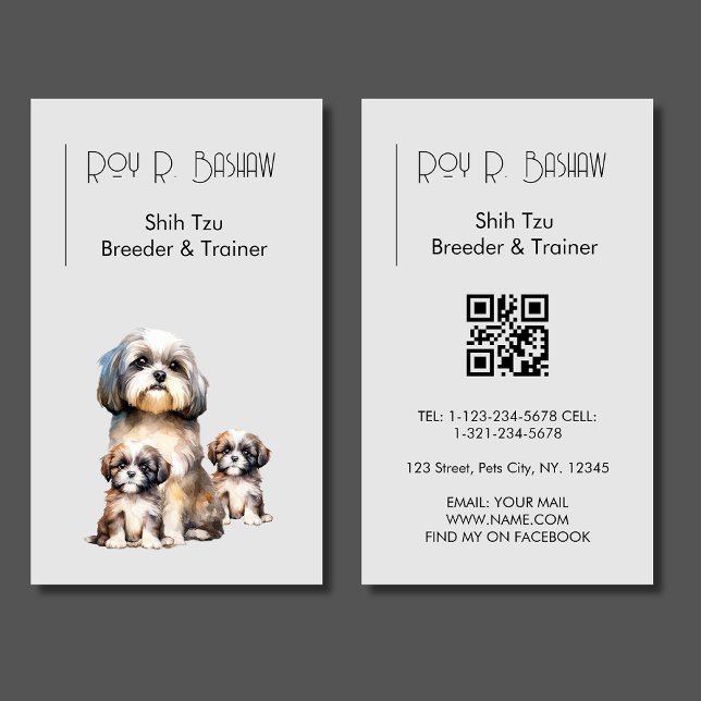 Carte De Visite Chien éleveur Trainer Shih Tzu Animal de compagnie (Créateur téléchargé)