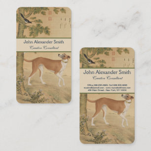 Carte De Visite Chien Greyhound et oiseau chinois d'époque