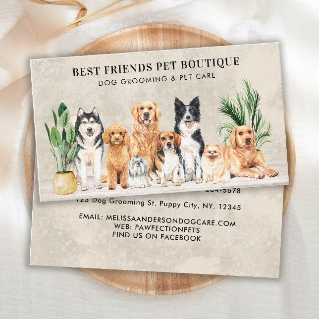 Carte De Visite Chien Groomer Animaux de compagnie Boho Chien Chie (Créateur téléchargé)