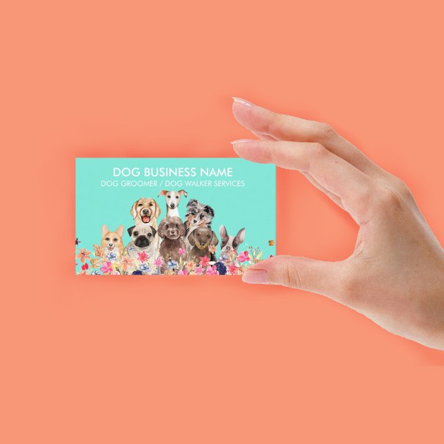 Carte De Visite Chien Groomer Animaux de compagnie Boutique Neon G (Dog Groomer Pet Boutique Neon Green Business Card)