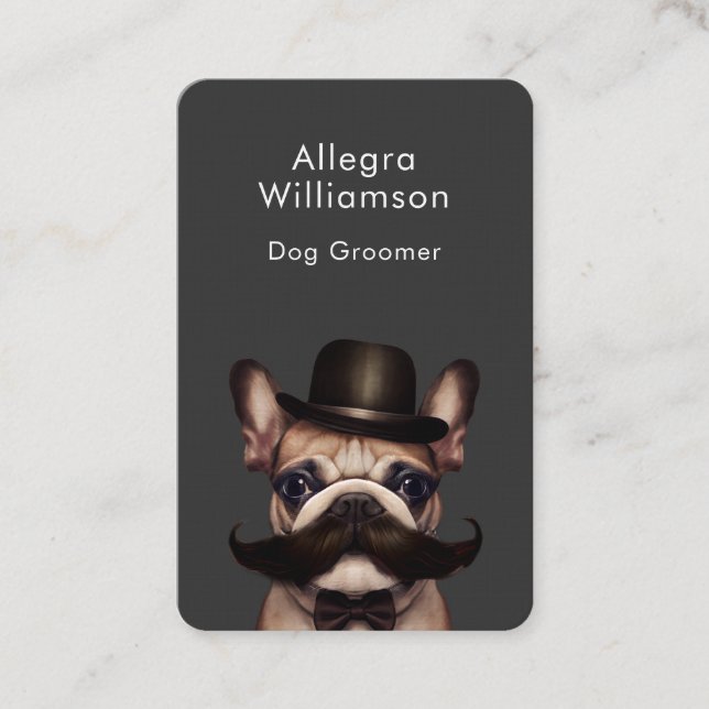 Carte De Visite Chien Groomer Français Bulldog QR Code (Devant)