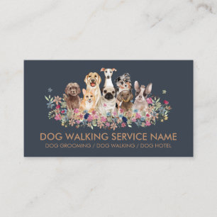Carte De Visite Chien Grooming Animaux Fleurs de service simple Ma