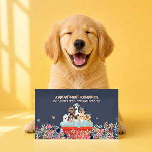 Carte De Visite Chien Grooming Bain Lit Floral Rendez-vous